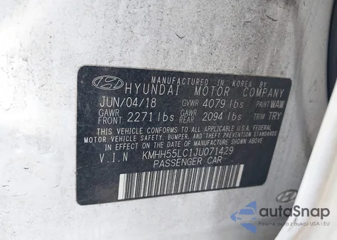 2018 Hyundai Elantra Gt Sport из США, поврежденный, VIN KMHH55LC1JU071429